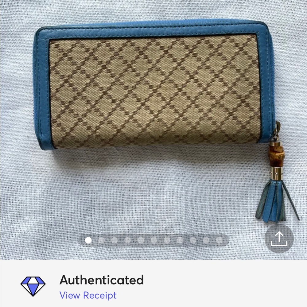 Gucci leather & canvas Diamanté zip around wallet 💎